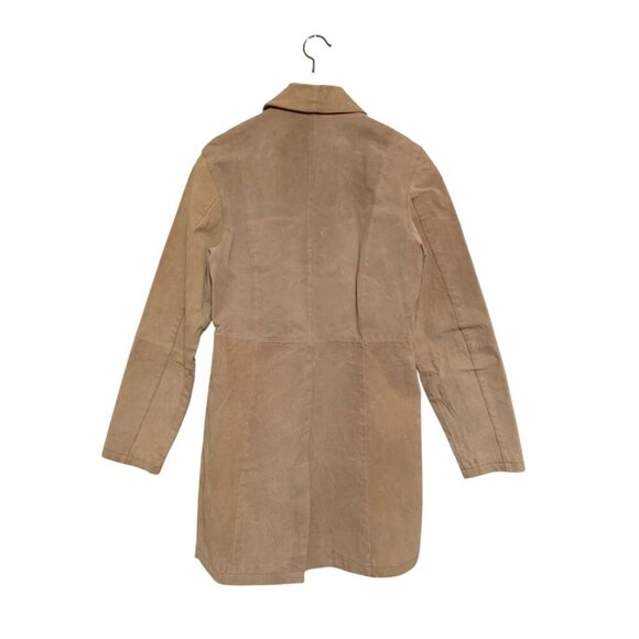 Lips Women Tan Suede Trench/Penny Lane Coat Style Midi Length Vintage Sz M Boho